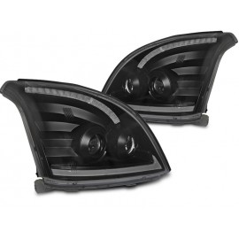 Lampy przód Toyota Land Cruiser 03-09 Tube LED BLACK soczewki LPTO38