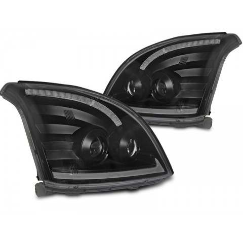 Lampy przód Toyota Land Cruiser 03-09 Tube LED BLACK soczewki LPTO38