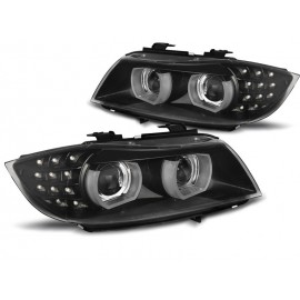 Lampy przód BMW E90 / E91 Xenon Angel Eyes BLACK Ringi 3D LED LPBML2