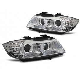 Lampy przód BMW E90 / E91 Xenon Angel Eyes CHROM Ringi 3D LED LPBML1