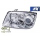 Lampy przód VW Bora clear CHROM soczewkowe Angel Eyes DEPO LPVWB9