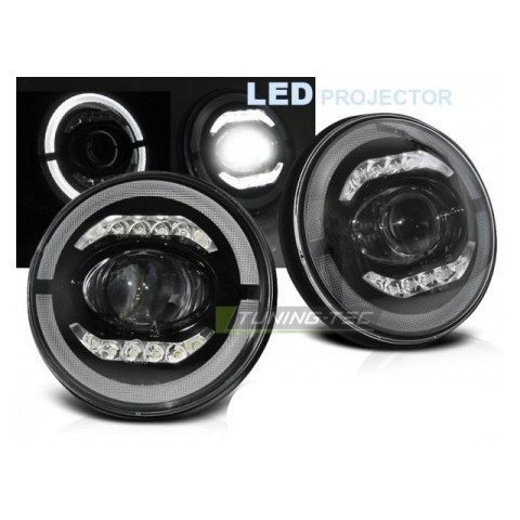 Lampy przód JEEP WRANGLER TJ/ LJ/ JK 96-18 LED BLACK didowe LPCH28