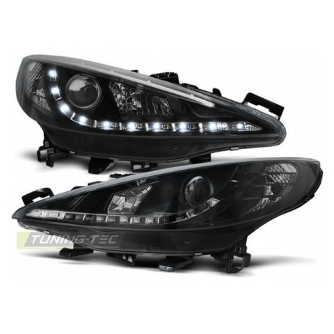 Lampy przód Peugeot 207 - BLACK LED - diodowe LPPE33