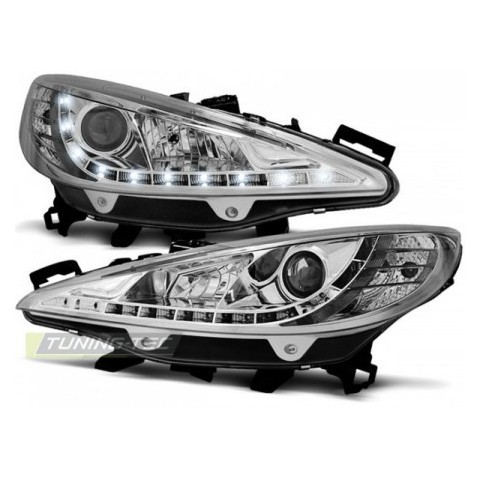 Lampy przód Peugeot 207 - Chrome LED - diodowe LPPE32