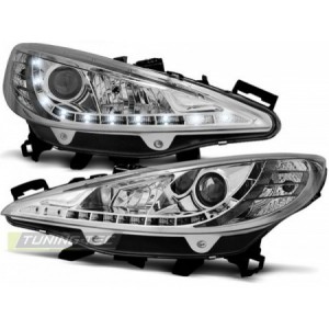 Lampy przód Peugeot 207 - Chrome LED - diodowe LPPE32