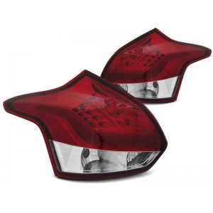 Lampy tył FORD FOCUS 3 HB 11-14 - RED / WHITE LED BAR diodowe LDFO52