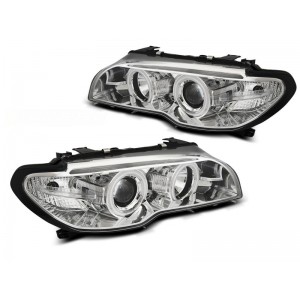 Lampy przód BMW E46 Coupe / Cabrio 03-06 Angel Eyes CHROM Ringi CCFL LPBMH2