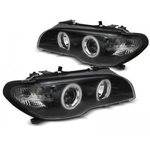 Lampy przód BMW E46 Coupe / Cabrio 03-06 Angel Eyes BLACK Ringi CCFL LPBMH3