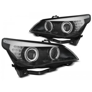 BMW E60 / E61 03-07 BLACK Angel Eyes CCFL + kierunkowskaz LED LPBMH9