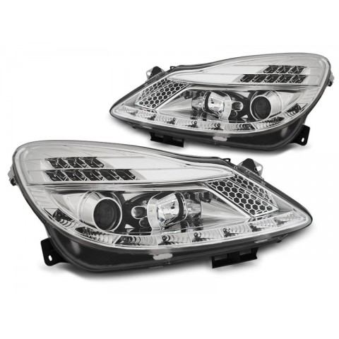 Lampy przód Opel Corsa D - LED CHROM - diodowe LPOPA2