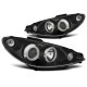Lampy przód Peugeot 206 02- BLACK ANGEL EYES CCFL - RINGI diodowe LPPE29