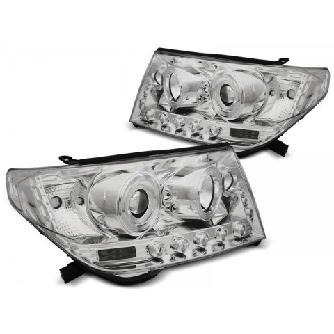 Lampy przód Toyota Land Cruiser 07- FJ200 CHROM LED Angel Eyes LPTO32