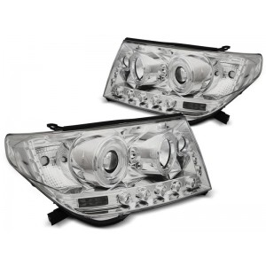 Lampy przód Toyota Land Cruiser 07- FJ200 CHROM LED Angel Eyes LPTO32