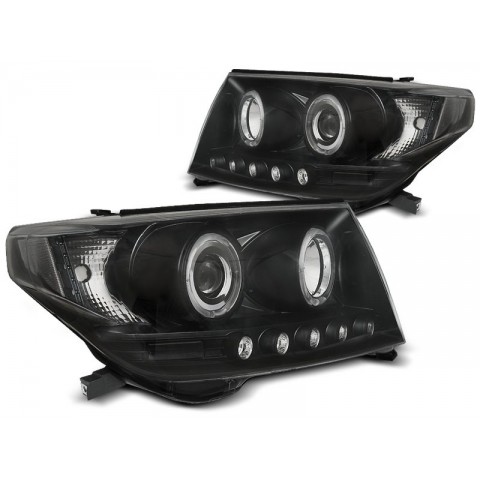 Lampy przód Toyota Land Cruiser 07- FJ200 BLACK LED Angel Eyes LPTO33