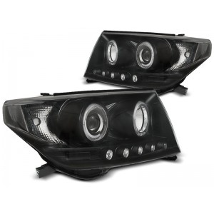 Lampy przód Toyota Land Cruiser 07- FJ200 BLACK LED Angel Eyes LPTO33