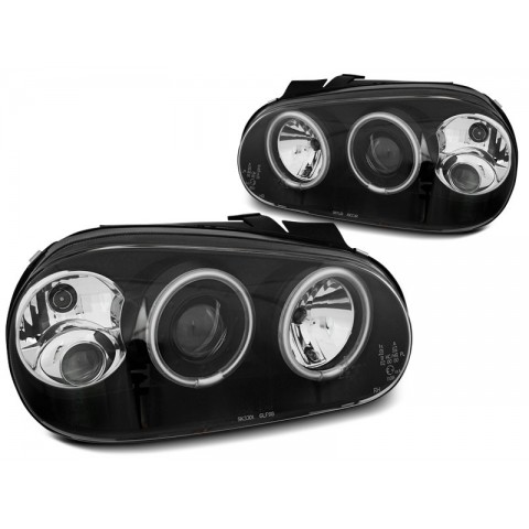 Lampy przód VW Golf 4 - BLACK Angel Eyes CCFL soczewka ringi CCFL LPVWN8