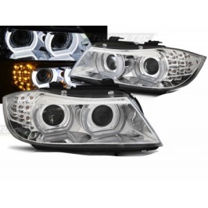 BMW E90 / E91 Xenon Angel Eyes CHROM diodowe Ringi 3D LED LPBMM9