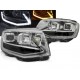 Lampy przód VW T6 15-19 CHROM LED DRL - diodowe światła dzienne LPVWT3