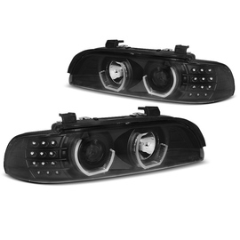 Lampy przód BMW E39 BLACK LED Angel Eyes 3D kierunkowskaz LED LPBM19