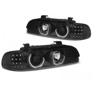 Lampy przód BMW E39 BLACK LED Angel Eyes 3D kierunkowskaz LED LPBM19