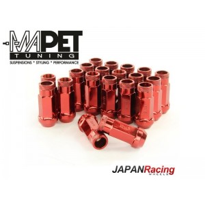 NAKRĘTKI KUTE JAPAN RACING do felg z wąskimi otworami M12x1,5 - LONG RED
