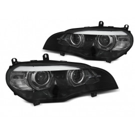 Lampy przód BMW X5 E70 07-13 FULL LED bez AFS BLACK diodowe LED DRL LPBMO0