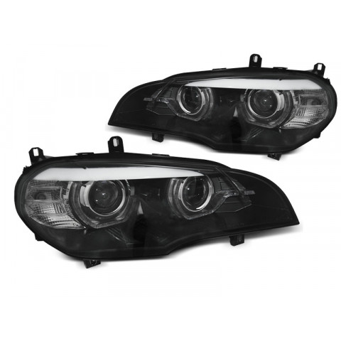Lampy przód BMW X5 E70 07-13 FULL LED bez AFS BLACK diodowe LED DRL LPBMO0