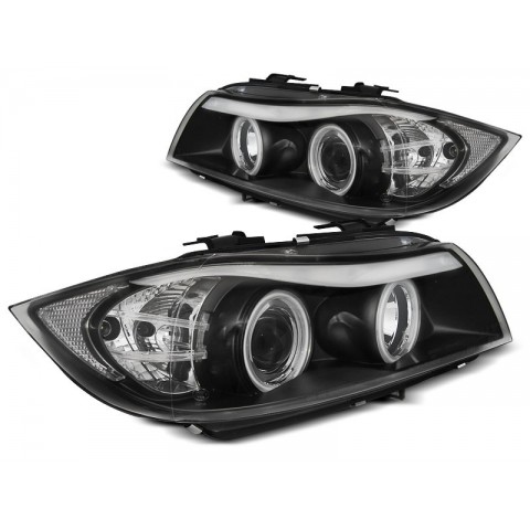 Lampy przód BMW E90 / E91 Angel Eyes BLACK diodowe Ringi CCFL LED LPBMH7