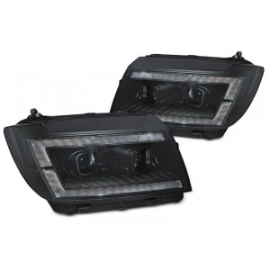 Lampy przód VW CRAFTER II 2017- BLACK LED DRL - diodowe LPVWU1
