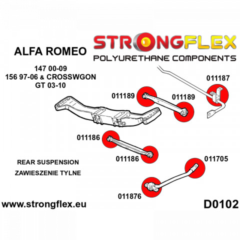 Poliuretanowy zestaw zaw. tył: Alfa Romeo 156 / 147 / GT