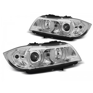 Lampy przód BMW E90 / E91 H7 Angel Eyes CHROM diodowe Ringi 3D LED LPBMI3
