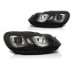 Lampy przód VW Golf 6 - BLACK LED DRL dzienne - z czarnym paskiem LPVWP4