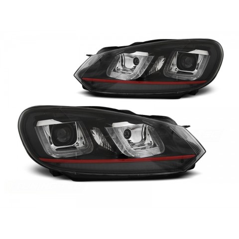 VW Golf 6 - BLACK LED DRL dzienne - z czerwonym paskiem LPVWP5
