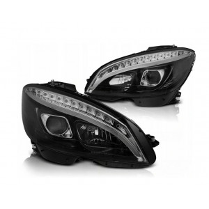 Lampy przód Mercedes C-klasa W204 07-10 LED BLACK diodowe dynamiczne LPMEC4