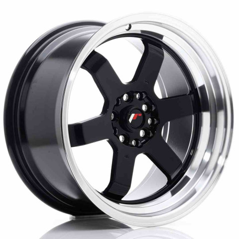 JR Wheels JR12 17x9 ET25 4x100/114 Gloss Black w/Machined Lip