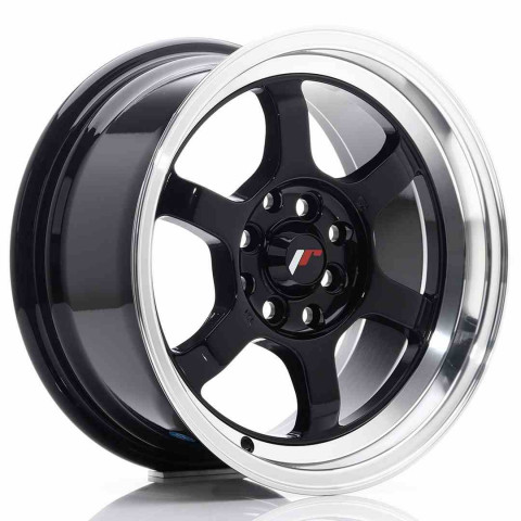 JR Wheels JR12 15x7,5 ET26 4x100/114 Gloss Black w/Machined Lip