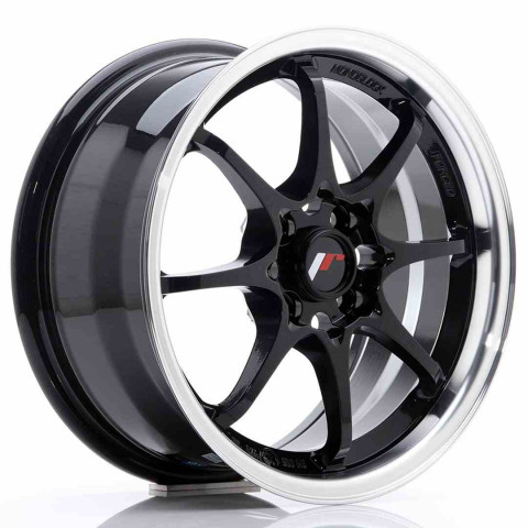 JR Wheels JR5 15x7 ET35 4x100 Gloss Black w/Machined Lip