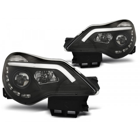 Lampy przód Opel Corsa D 11-14 - LED BLACK DRL - diodowe dzienne LPOPA9