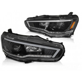 Lampy przód MITSUBISHI LANCER 8 08-16 TUBE LIGHT SEQ BLACK LPMI21