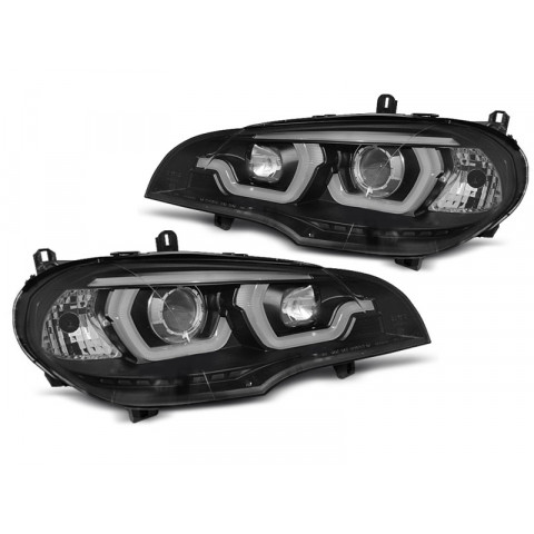 Lampy przód BMW X5 E70 07-13 BLACK ringi 3D diodowe LED DRL LPBMG9