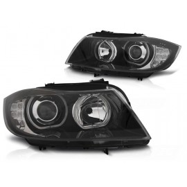 Lampy przód BMW E90 / E91 Angel Eyes BLACK diodowe Ringi LED DEPO LPBMJ1
