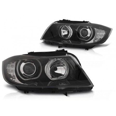 Lampy przód BMW E90 / E91 Angel Eyes BLACK diodowe Ringi LED DEPO LPBMJ1
