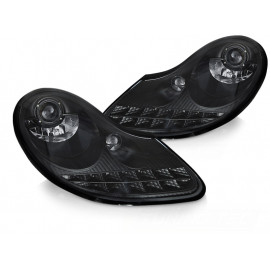 Lampy przód PORSCHE BOXSTER / 911 996 - BLACK MAT LED - diodowe LPPO11