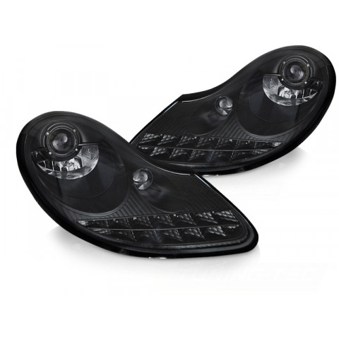 Lampy przód PORSCHE BOXSTER / 911 996 - BLACK MAT LED - diodowe LPPO11