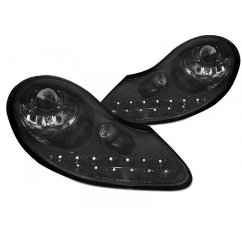 Lampy przód PORSCHE BOXSTER / 911 996 - BLACK LED - diodowe LPPO12