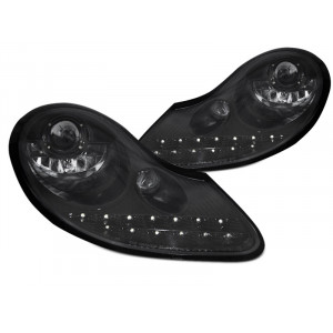 Lampy przód PORSCHE BOXSTER / 911 996 - BLACK LED - diodowe LPPO12