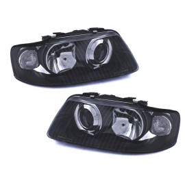 Lampy przód Audi A3 00-03 BLACK soczewkowe S3 Look LPAU13 DEPO