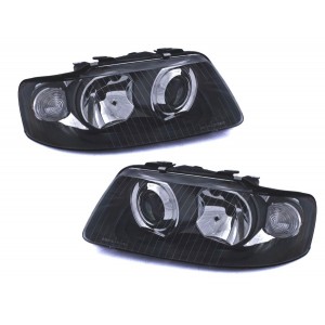 Lampy przód Audi A3 00-03 BLACK soczewkowe S3 Look LPAU13 DEPO