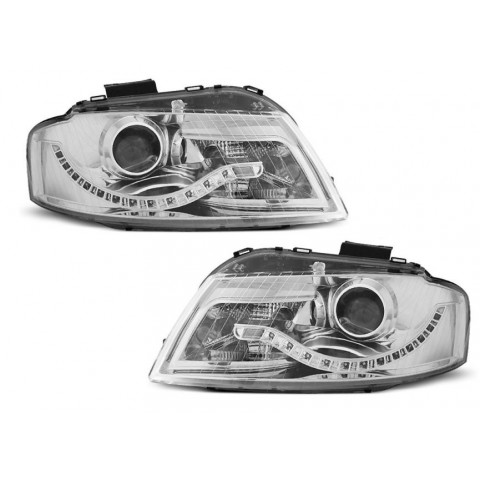 Lampy przód Audi A3 03-08 CHROM LED BI-HALOGEN LPAU53