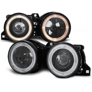 BMW E30 BLACK Angel Eyes soczewkowe Ringi DEPO LPBM23